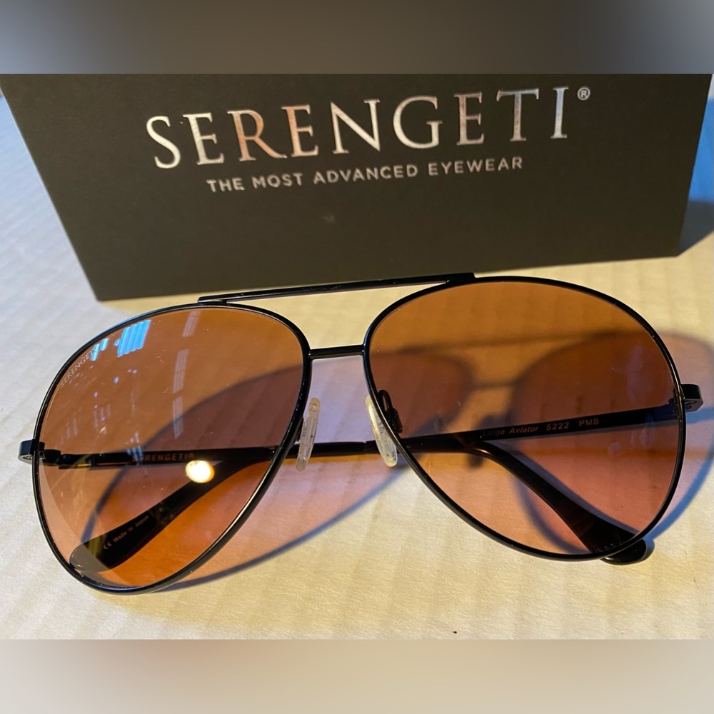 VTG SERENGETI Large Aviator 5222 PMB Rose Crystal Tone Sunglasses - Picture 5 of 16